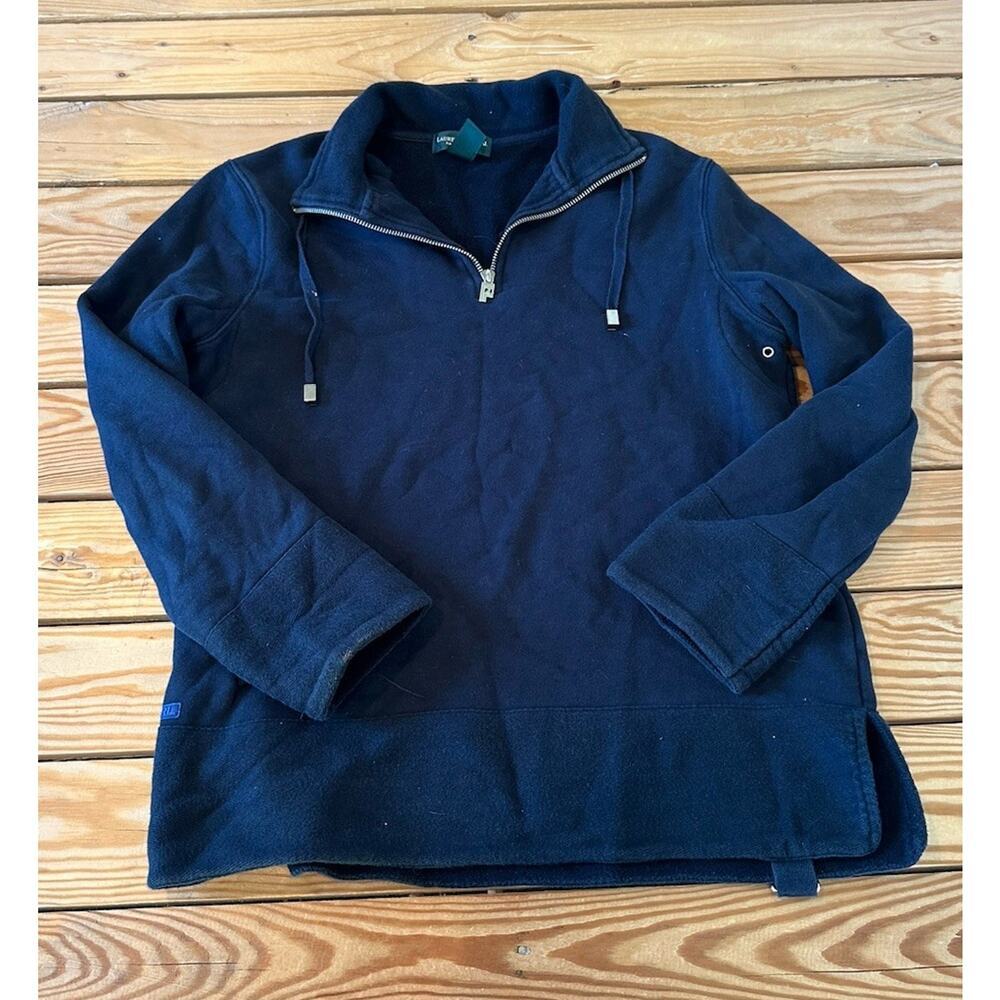 Vintage Lauren Jeans Co Sweatshirt Top Size Medium Women’s Black 1/4 Zip